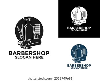 Barbershop Logo Vetor Icon, Barbershop e Haircuts Salon logotipo modelo de design