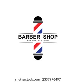 barbershop logo vector icon illustration design and retro style