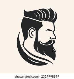 Barbershop logo - Vector logo icon of man, hair, hairstyle - side, Hairdresser logo icon, minimalist, simple , elegant