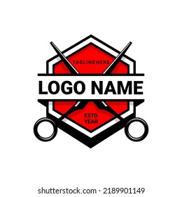 barbershop logo vector, scissors vector	
