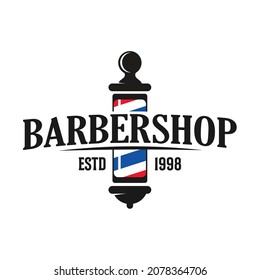 Barbershop logo vintage classic style, salon fashion haircut pomade badge icon simple minimalist modern, barber pole razor shave scissor razor blade retro symbol vector. luxury elegant design