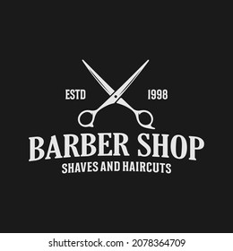 Barbershop logo vintage classic style, salon fashion haircut pomade badge icon simple minimalist modern, barber pole razor shave scissor razor blade retro symbol vector. luxury elegant design