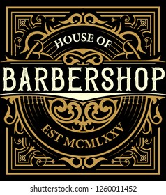Barbershop logo with  vintage ornaments