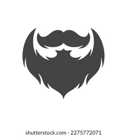 Barbershop male hairy beard with mustache barber shop beauty salon silhouette vintage icon vector flat illustration. Gentleman grooming haircut fashion hairdressing shave studio monochrome logo