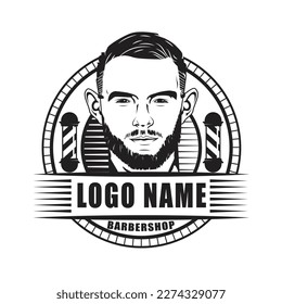 Barbershop Man logo character vintage style