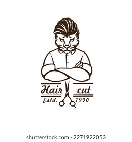 barbershop mascot logo vector illustration