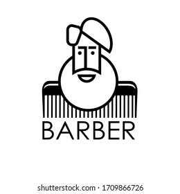 Barbershop for men. Hipster with a comb. 