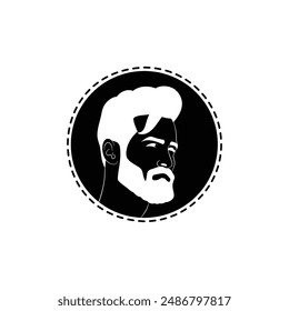 Barbershop negative space logo, Beard man silhouette