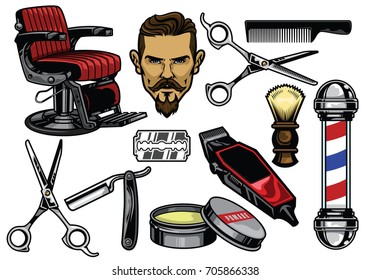 barbershop object set in color