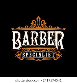 Barbershop Ornamental Logo vintage concept for Barber and haircut service