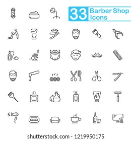 Barbershop outline icons. Thin line icons
