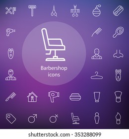 barbershop outline, thin, flat, digital icon set for web and mobile