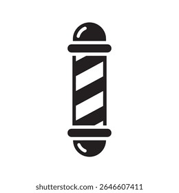 Barbershop pole icon with spiral stripes representing a classic sign for a men's hair salon for haircut grooming and shaving services vector solid glyph icon