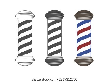 Barbershop pole icon. Vintage barber shop sign or logo. Vector illustration.