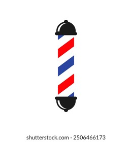 Barbershop pole icon with white, red, blue stripe. Suitable for barbershops, hair salons, patriotic themes, and Americana themed designs.