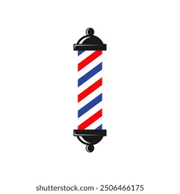 Barbershop pole icon with white, red, blue stripe. Suitable for barbershops, hair salons, patriotic themes, and Americana themed designs.