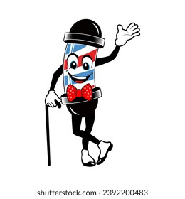 Barbershop pole mascot cartoon character