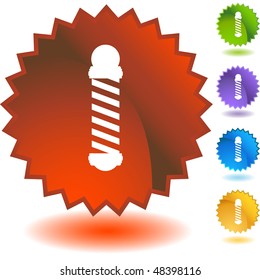 Barbershop pole web button isolated on a background