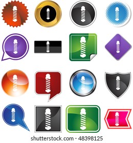 Barbershop pole web button isolated on a background