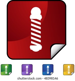 Barbershop pole web button isolated on a background