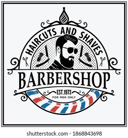 Cartel de la barbería, plantilla de pancartas con hombres con barba. Ilustración del vector