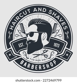Barbershop poster, banner template with Bearded men. Vector illustration	
