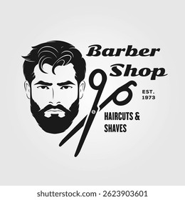 Barbershop poster, banner template with Bearded men. Vector illustration