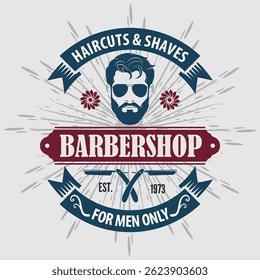 Barbershop poster, banner template with Bearded men. Vector illustration