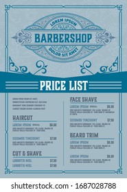 Barbershop Price List Flyer. Vector Layered