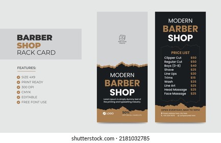 Barbershop Rack Card or Dl Flyer Template Beauty Salon Rack Card Design