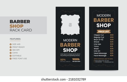 Barbershop Rack Card or Dl Flyer Template Beauty Salon Rack Card Design