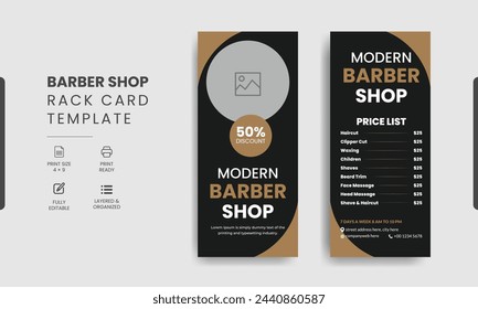 Barbershop Rack Card or Dl Flyer Roll-up Banner Template Beauty Salon Rack Card Design