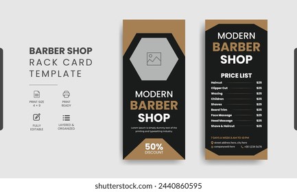 Barbershop Rack Card or Dl Flyer Roll-up Banner Template Beauty Salon Rack Card Design