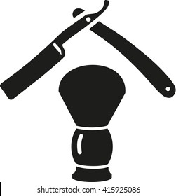 Barbershop razor and shaving brush