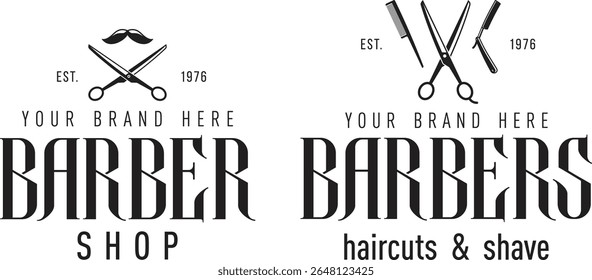 Barbershop ready to use logotype set