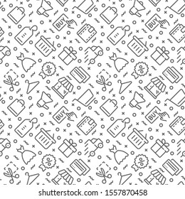 Barbershop related seamless pattern with outline icons