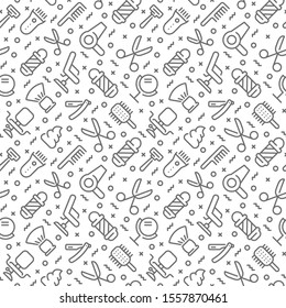 Barbershop related seamless pattern with outline icons