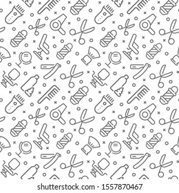 Barbershop related seamless pattern with outline icons
