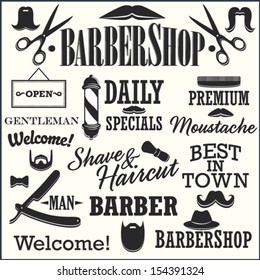 Barbershop Retro Creation Kit - Mustaches, Beards, Titles and other
