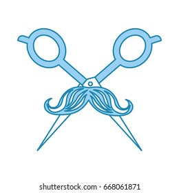 barbershop scissor with mustache style hipster