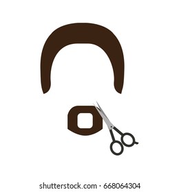 barbershop scissor with mustache style hipster