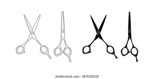 barbershop scissors. hair cutting tool set. hairdresser, beauty salon. vector illustration isolated on white background