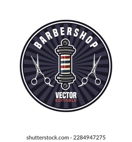 Barbershop Scissors Men Logo. Barber shop vintage logo, emblem, label, badge. Vector illustration