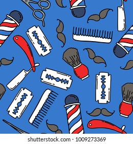 barbershop seamless doodle pattern