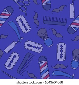 barbershop seamless doodle pattern
