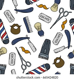 barbershop seamless doodle pattern