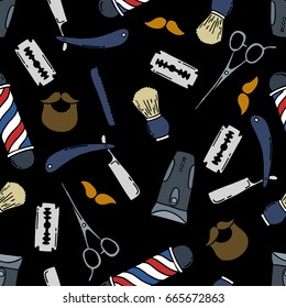 barbershop seamless doodle pattern