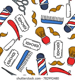 barbershop seamless doodle pattern