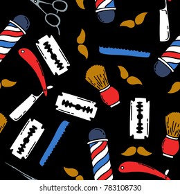 Barbershop Seamless Doodle Pattern