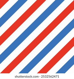 barbershop seamless pattern. white, blue and red color diagonal lines stripe texture patter
